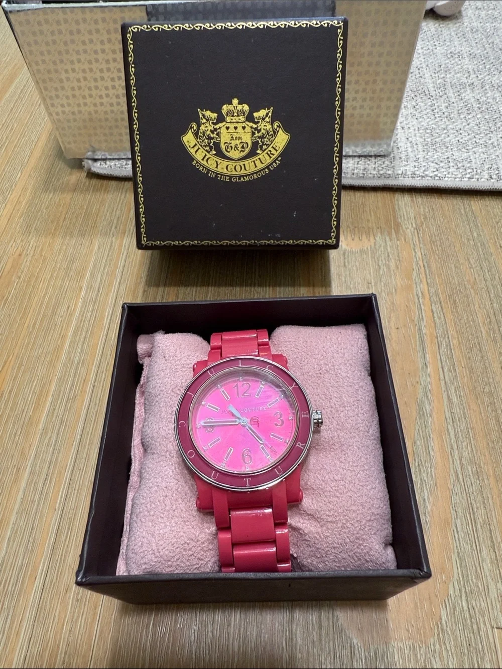 Juicy Couture Hot Pink Metal Bracelet Watch